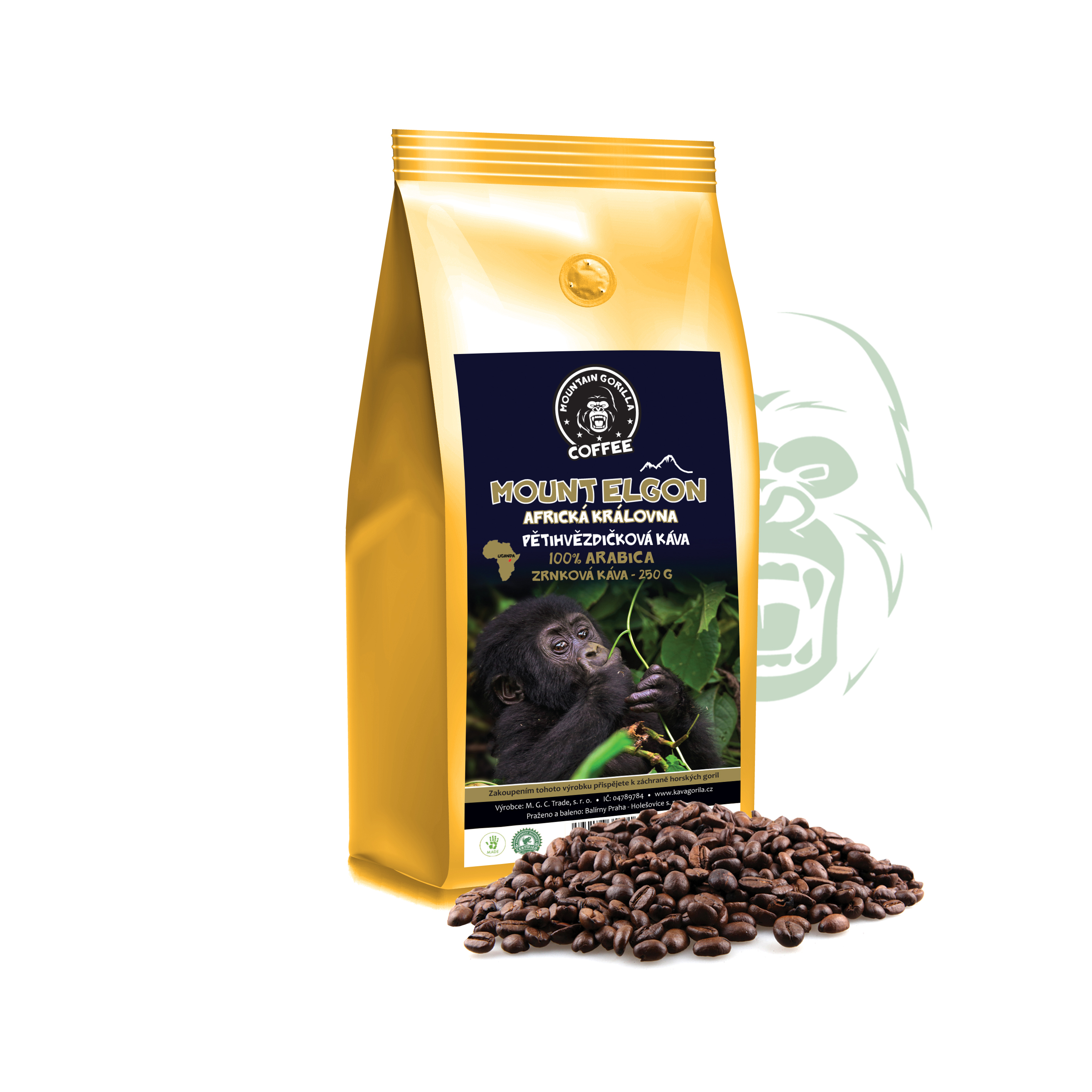 Zrnková káva Mount Elgon - Africká královna - Uganda 250 g