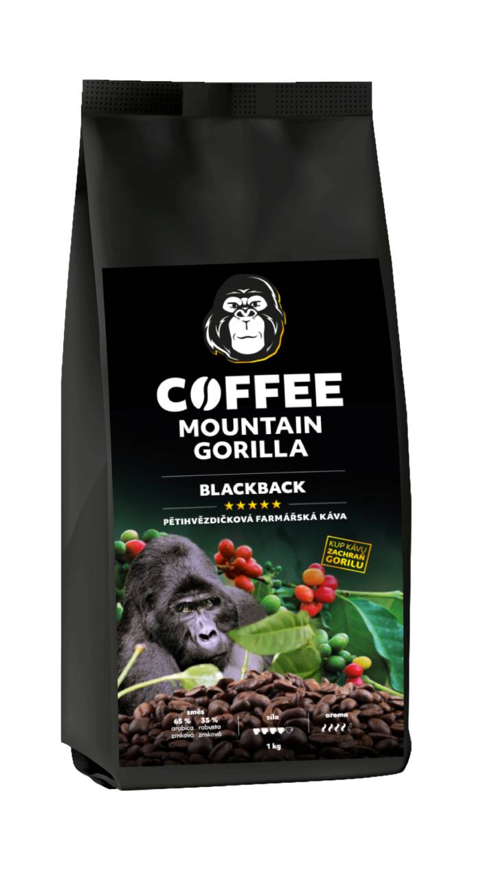 Zrnková káva - Blackback espresso - směs arabica a robusta Uganda 1 kg